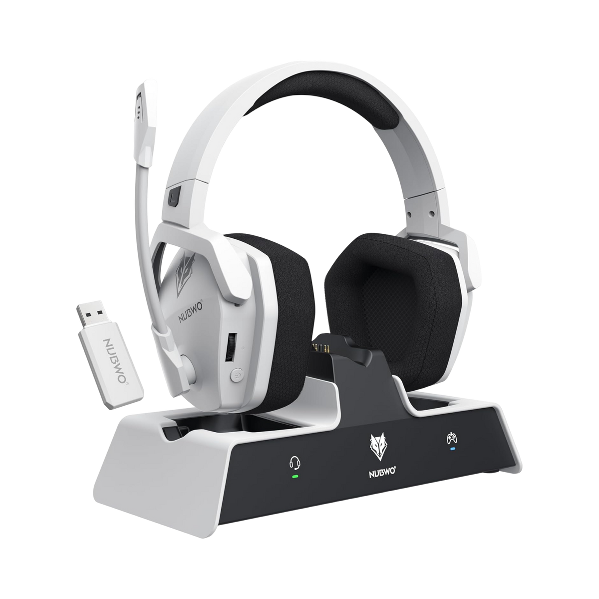 Nubwo G06 Pro Gaming Headset – PS5 Dock & 120h Battery-White