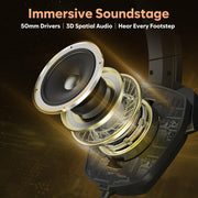 NUBWO N16 Gaming Headset for Xbox PS5 PC 50mm Sound Memory Foam-Black Yellow