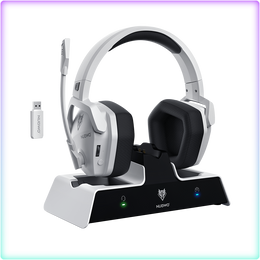 NUBWO G06 Pro Wireless Gaming Headset with Dock, 120Hr Battery, ENC Mic