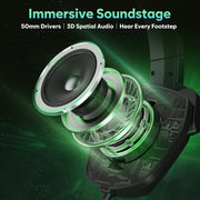 NUBWO N16 Gaming Headset for Xbox PS5 PC 50mm Sound Memory Foam-Black Green