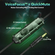 NUBWO N16 Gaming Headset for Xbox PS5 PC 50mm Sound Memory Foam-Black Green