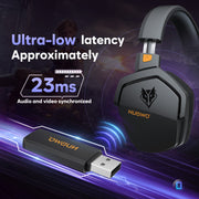 NUBWO G06 100H Battery Headset Dual Wireless 7.1 for PS5/PC/Switch-Black Orange