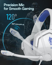NUBWO N16 Gaming Headset for Xbox PS5 PC-White Blue