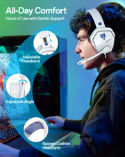 NUBWO N16 Gaming Headset for Xbox PS5 PC-White Blue