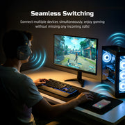 NUBWO G06 100H Battery Headset Dual Wireless 7.1 for PS5/PC/Switch-Black Orange